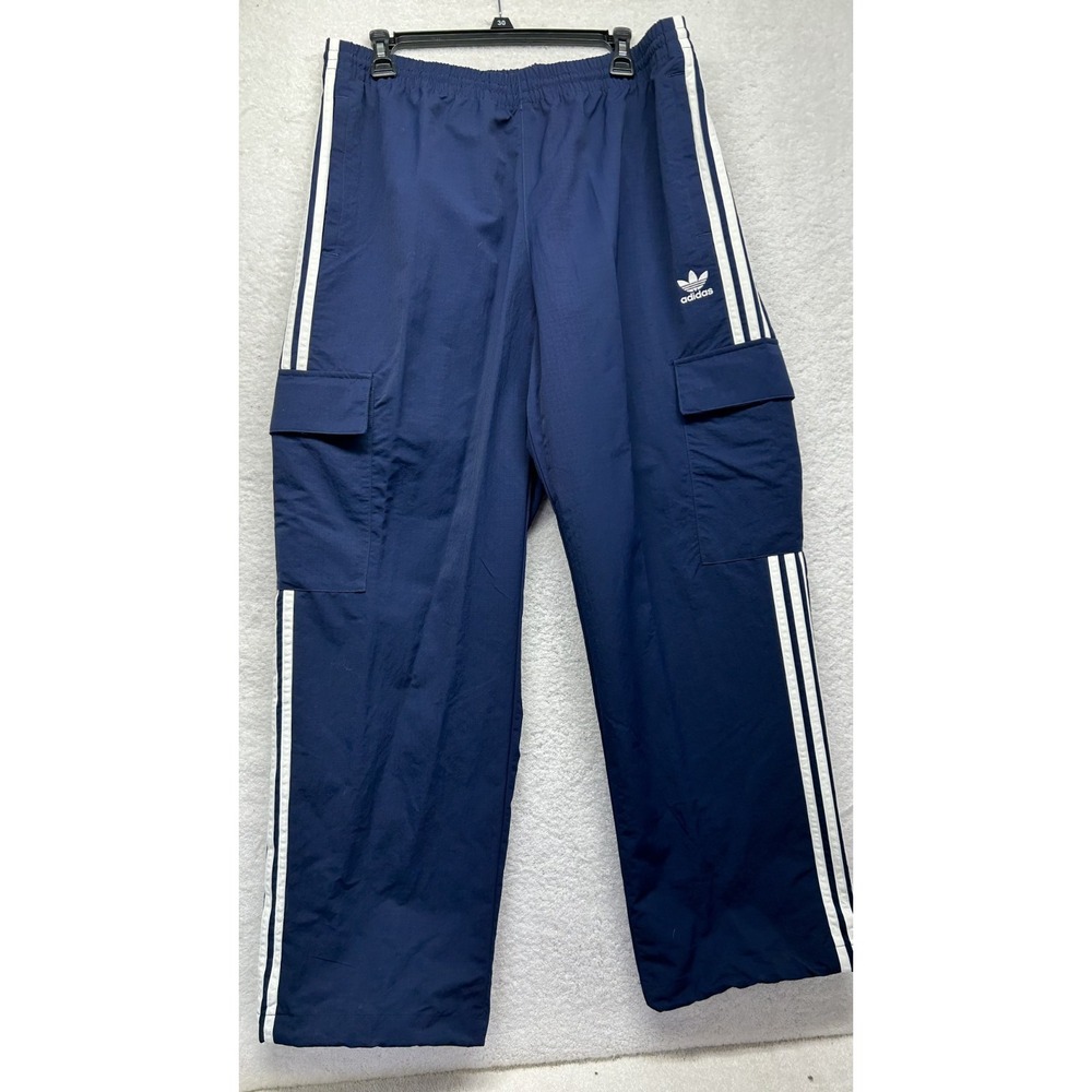 Adidas Mens Size M Blue 3 Stripes Cargo Athletic Pants